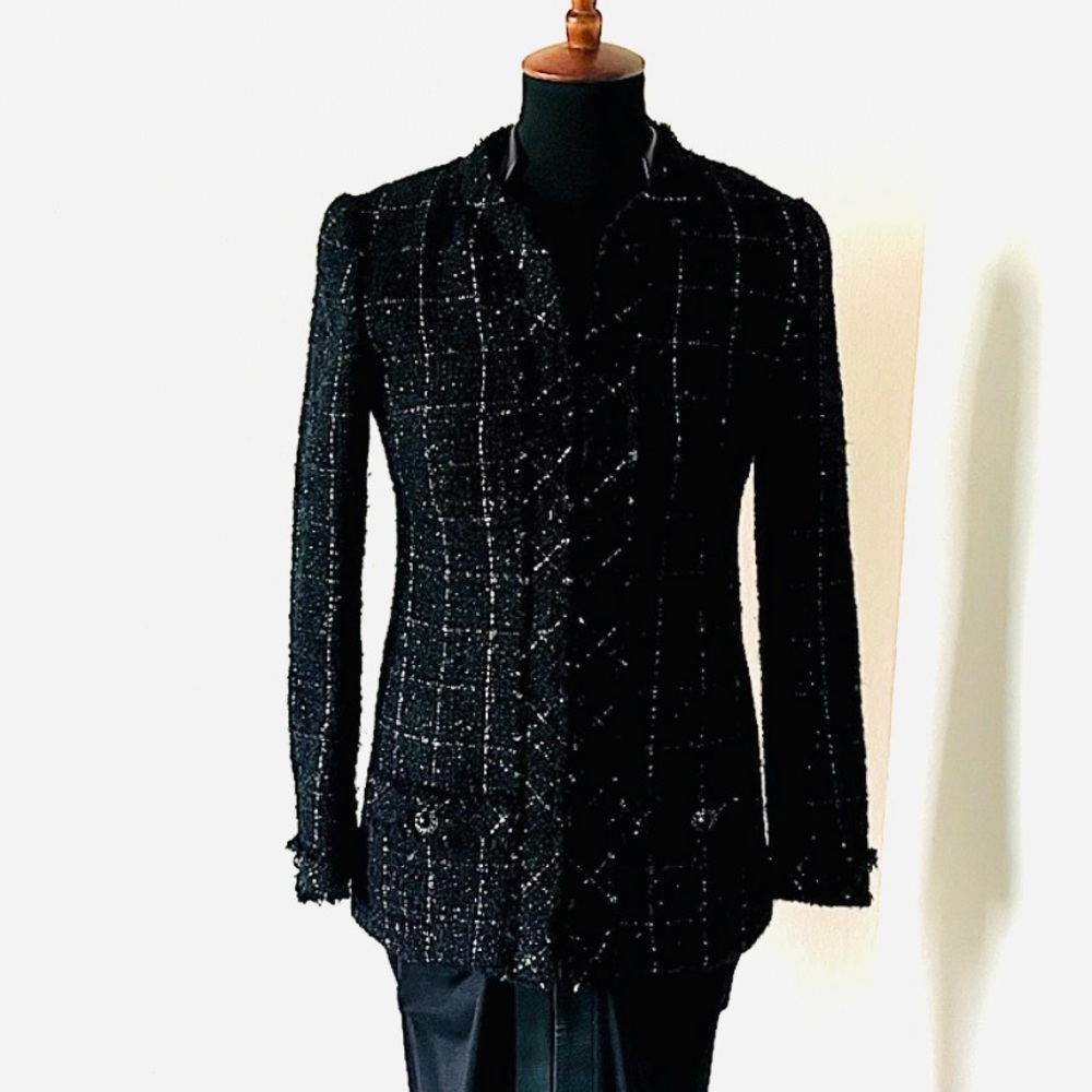 CHANEL Classic Couture Tweed Slim Zip Jacket - French 36